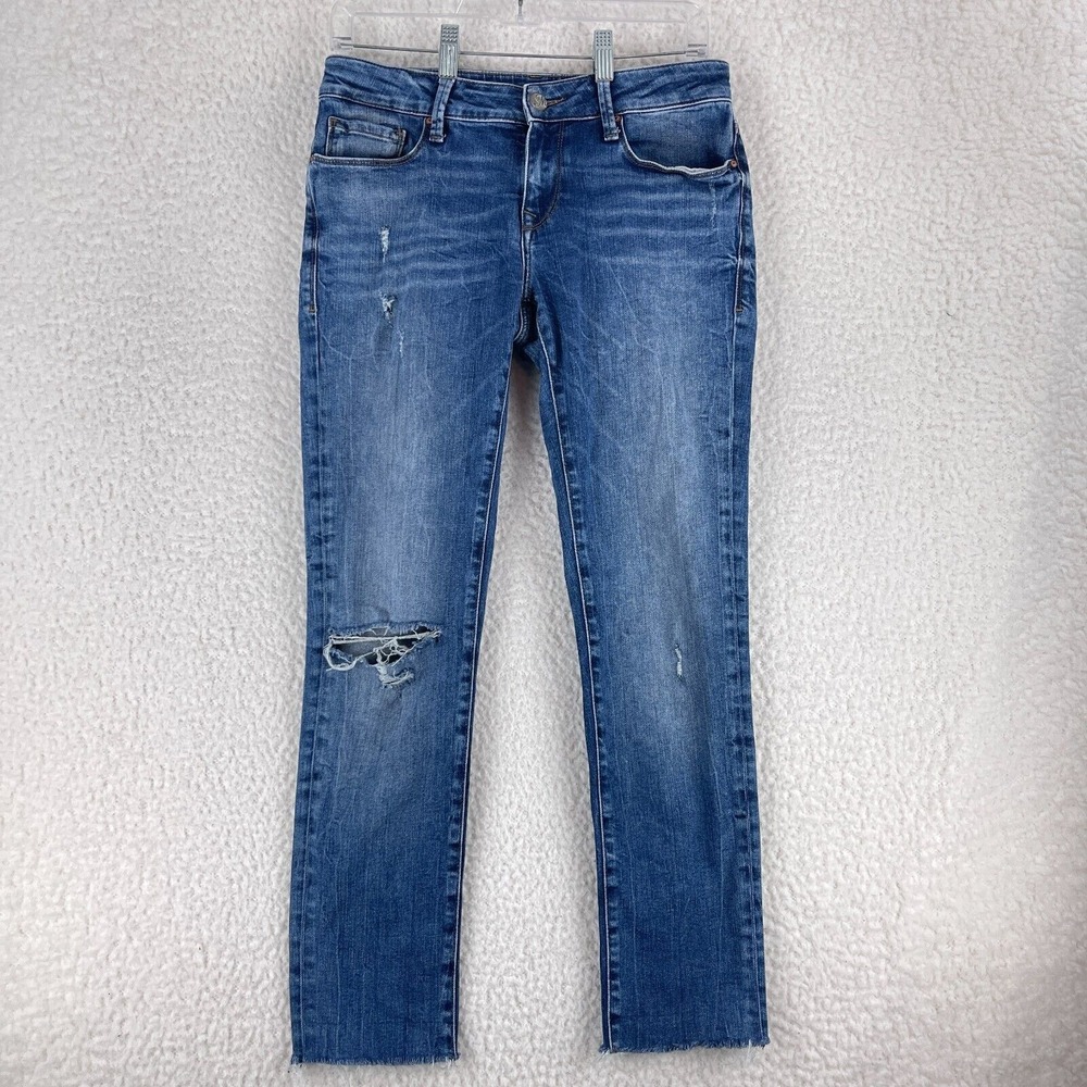 Mavi Blue Denim‎ Adriana Mid-Rise Super Skinny Jeans Womens Raw Hem Size 30
